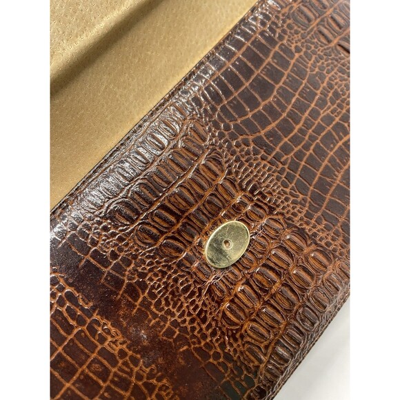 Vintage Clutch Handbag Envelope Style Snake Gator print brown Faux Leather Chain - Picture 15 of 16